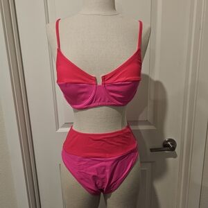 Two-Tone Hot Pink & Fuchsia Underwire Swim Bra